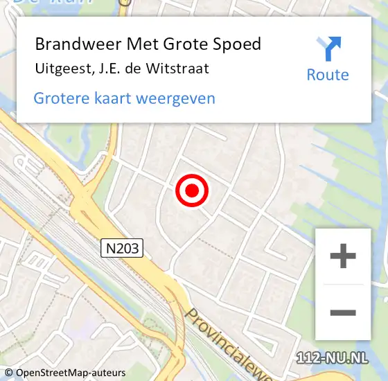 Locatie op kaart van de 112 melding: Brandweer Met Grote Spoed Naar Uitgeest, J.E. de Witstraat op 31 oktober 2022 15:12