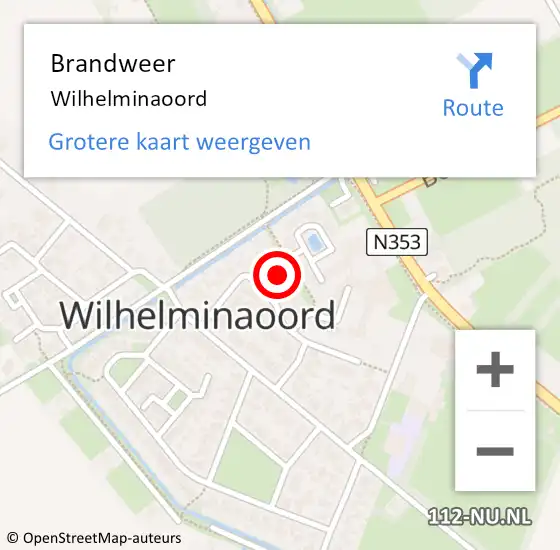 Locatie op kaart van de 112 melding: Brandweer Wilhelminaoord op 31 oktober 2022 15:15