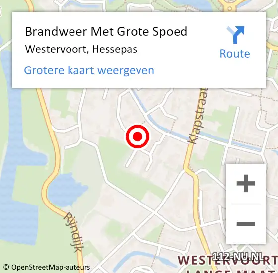 Locatie op kaart van de 112 melding: Brandweer Met Grote Spoed Naar Westervoort, Hessepas op 31 oktober 2022 15:23