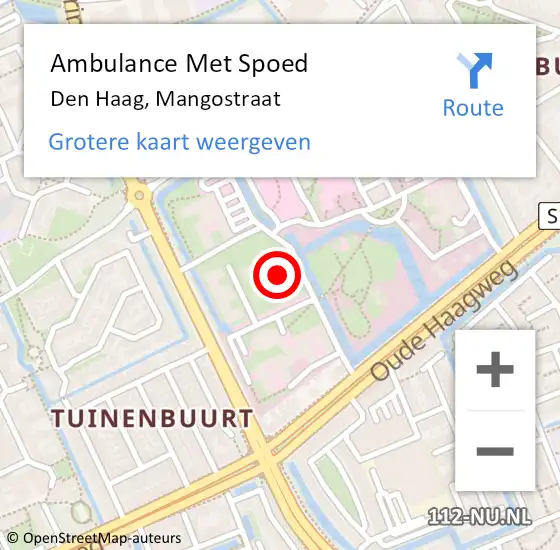 Locatie op kaart van de 112 melding: Ambulance Met Spoed Naar Den Haag, Mangostraat op 31 oktober 2022 15:31