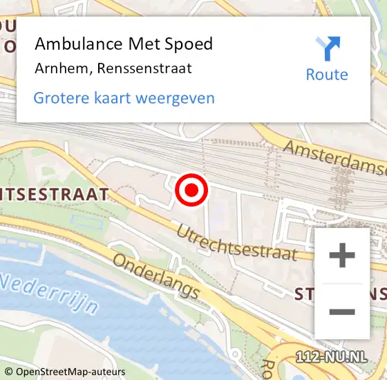 Locatie op kaart van de 112 melding: Ambulance Met Spoed Naar Arnhem, Renssenstraat op 31 oktober 2022 15:34