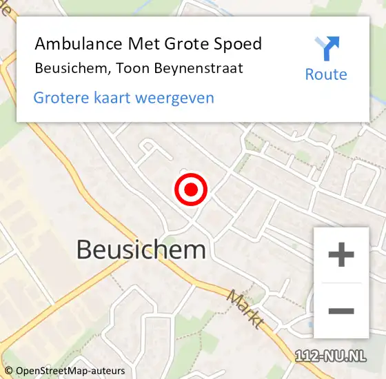 Locatie op kaart van de 112 melding: Ambulance Met Grote Spoed Naar Beusichem, Toon Beynenstraat op 31 oktober 2022 15:52