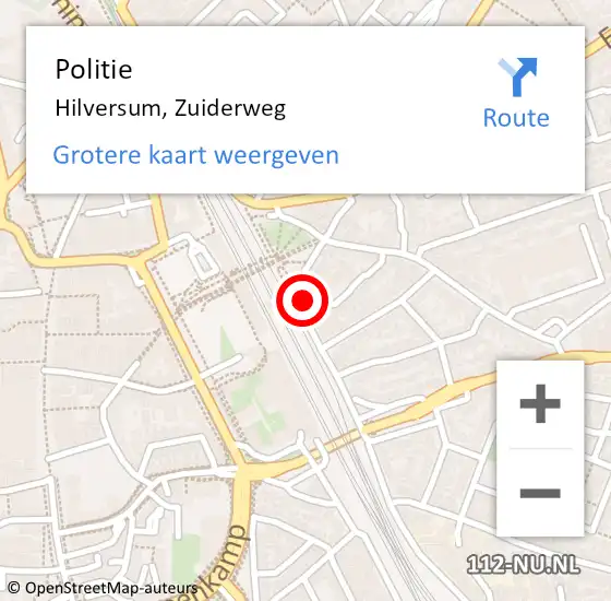 Locatie op kaart van de 112 melding: Politie Hilversum, Zuiderweg op 31 oktober 2022 15:52