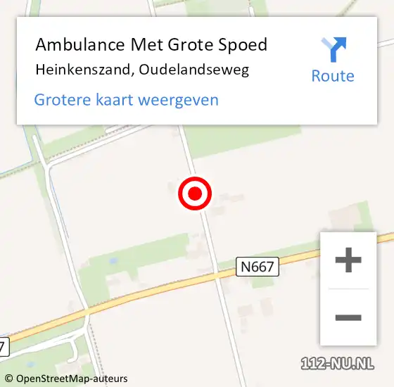 Locatie op kaart van de 112 melding: Ambulance Met Grote Spoed Naar Heinkenszand, Oudelandseweg op 3 augustus 2014 13:02