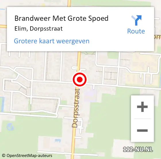 Locatie op kaart van de 112 melding: Brandweer Met Grote Spoed Naar Elim, Dorpsstraat op 31 oktober 2022 16:11