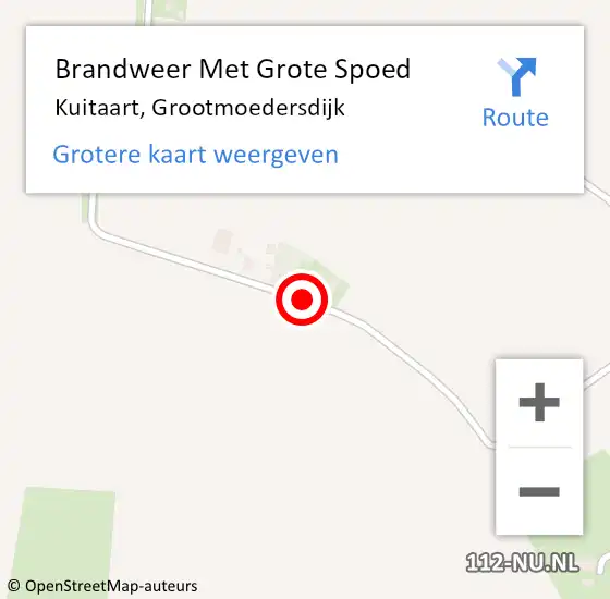 Locatie op kaart van de 112 melding: Brandweer Met Grote Spoed Naar Kuitaart, Grootmoedersdijk op 3 augustus 2014 13:06