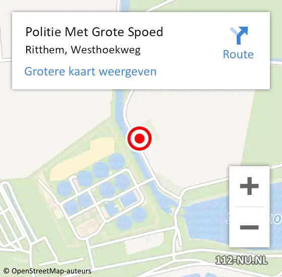 Locatie op kaart van de 112 melding: Politie Met Grote Spoed Naar Ritthem, Westhoekweg op 31 oktober 2022 16:22