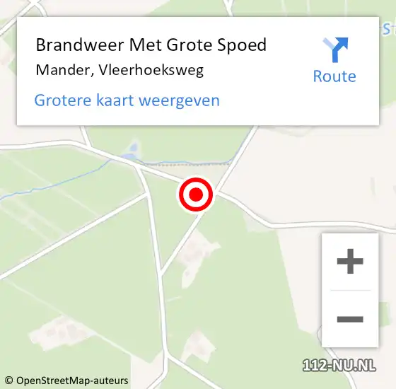 Locatie op kaart van de 112 melding: Brandweer Met Grote Spoed Naar Mander, Vleerhoeksweg op 31 oktober 2022 16:23