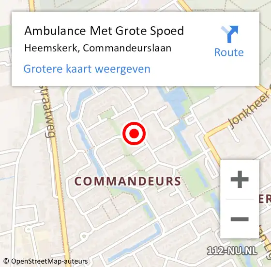 Locatie op kaart van de 112 melding: Ambulance Met Grote Spoed Naar Heemskerk, Commandeurslaan op 31 oktober 2022 16:36
