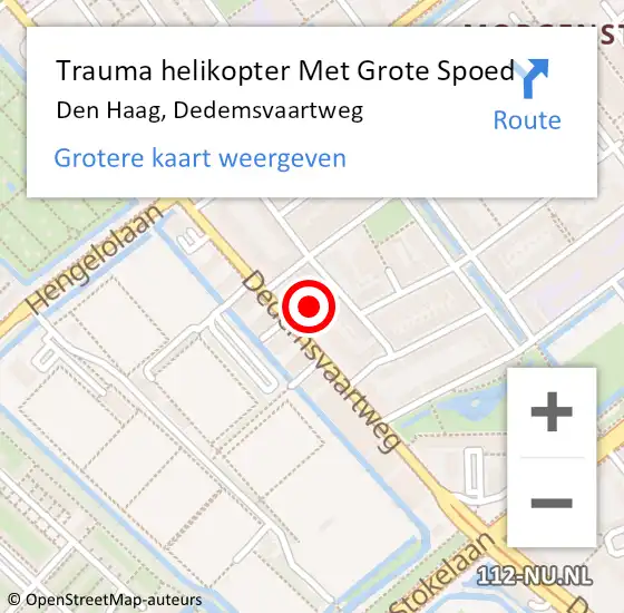 Locatie op kaart van de 112 melding: Trauma helikopter Met Grote Spoed Naar Den Haag, Dedemsvaartweg op 31 oktober 2022 16:46