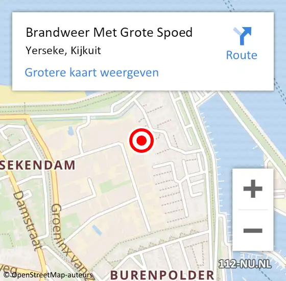 Locatie op kaart van de 112 melding: Brandweer Met Grote Spoed Naar Yerseke, Kijkuit op 31 oktober 2022 16:48