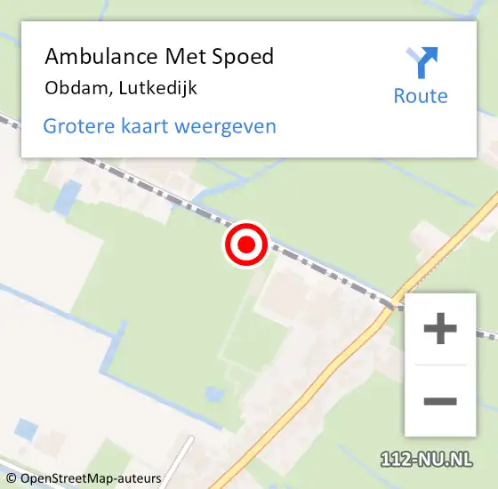 Locatie op kaart van de 112 melding: Ambulance Met Spoed Naar Obdam, Lutkedijk op 31 oktober 2022 16:59