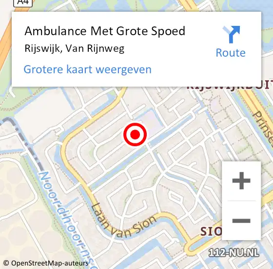 Locatie op kaart van de 112 melding: Ambulance Met Grote Spoed Naar Rijswijk, Van Rijnweg op 31 oktober 2022 17:16