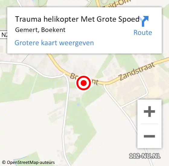 Locatie op kaart van de 112 melding: Trauma helikopter Met Grote Spoed Naar Gemert, Boekent op 31 oktober 2022 17:34