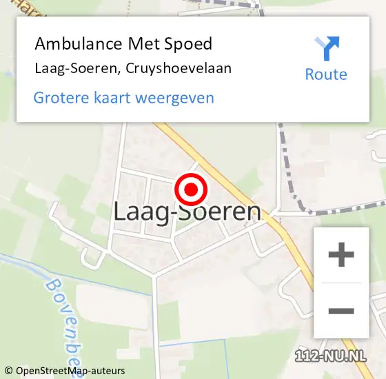 Locatie op kaart van de 112 melding: Ambulance Met Spoed Naar Laag-Soeren, Cruyshoevelaan op 31 oktober 2022 17:42