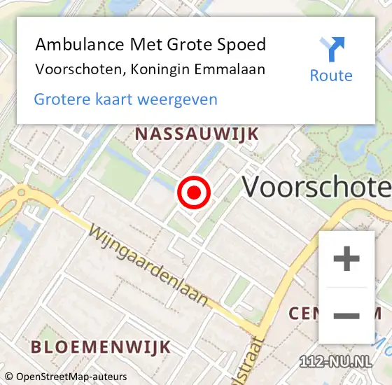 Locatie op kaart van de 112 melding: Ambulance Met Grote Spoed Naar Voorschoten, Koningin Emmalaan op 31 oktober 2022 17:42