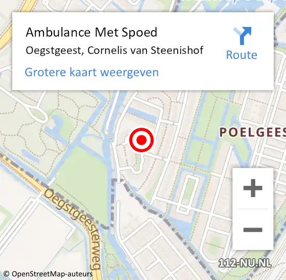 Locatie op kaart van de 112 melding: Ambulance Met Spoed Naar Oegstgeest, Cornelis van Steenishof op 31 oktober 2022 18:29