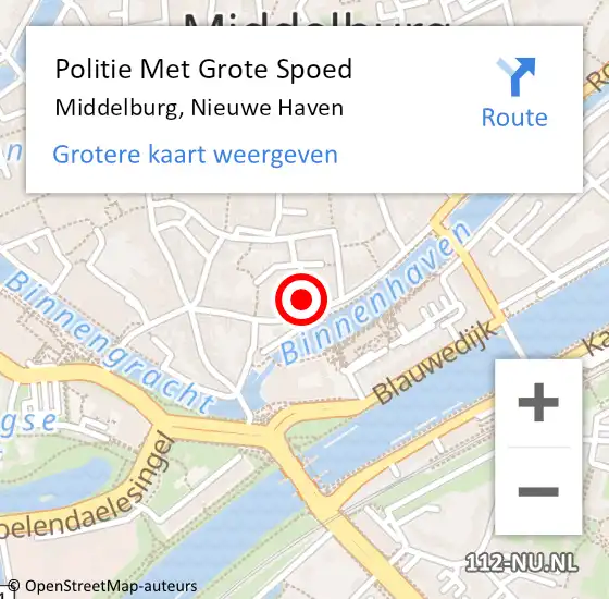 Locatie op kaart van de 112 melding: Politie Met Grote Spoed Naar Middelburg, Nieuwe Haven op 31 oktober 2022 18:32