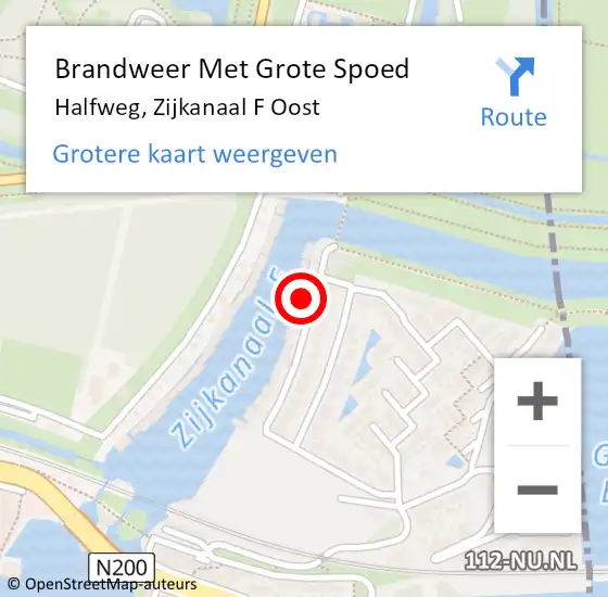 Locatie op kaart van de 112 melding: Brandweer Met Grote Spoed Naar Halfweg, Zijkanaal F Oost op 31 oktober 2022 18:43