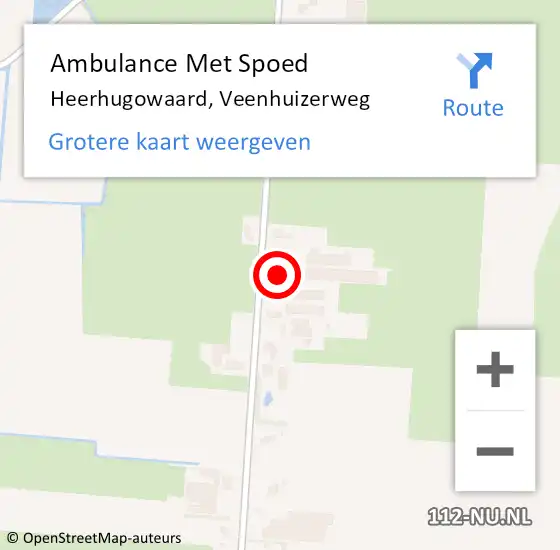 Locatie op kaart van de 112 melding: Ambulance Met Spoed Naar Heerhugowaard, Veenhuizerweg op 31 oktober 2022 18:43