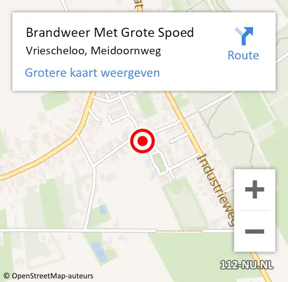 Locatie op kaart van de 112 melding: Brandweer Met Grote Spoed Naar Vriescheloo, Meidoornweg op 31 oktober 2022 18:44