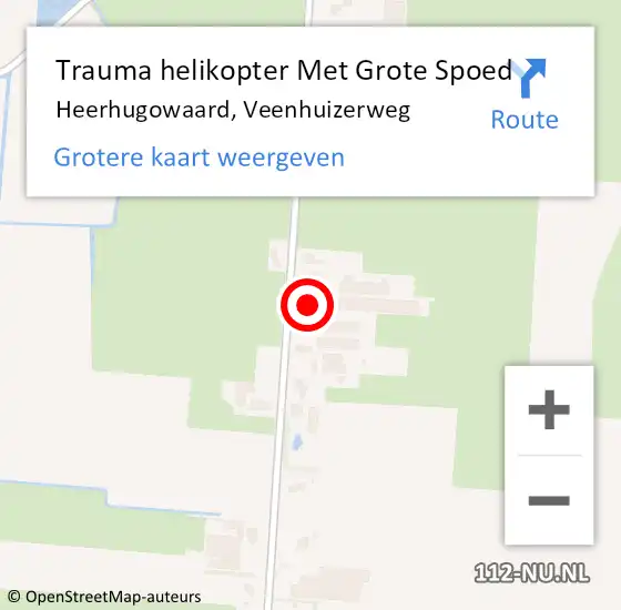 Locatie op kaart van de 112 melding: Trauma helikopter Met Grote Spoed Naar Heerhugowaard, Veenhuizerweg op 31 oktober 2022 18:47