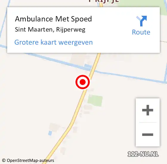 Locatie op kaart van de 112 melding: Ambulance Met Spoed Naar Sint Maarten, Rijperweg op 31 oktober 2022 19:10