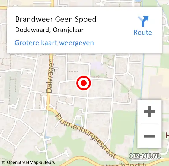 Locatie op kaart van de 112 melding: Brandweer Geen Spoed Naar Dodewaard, Oranjelaan op 31 oktober 2022 19:15