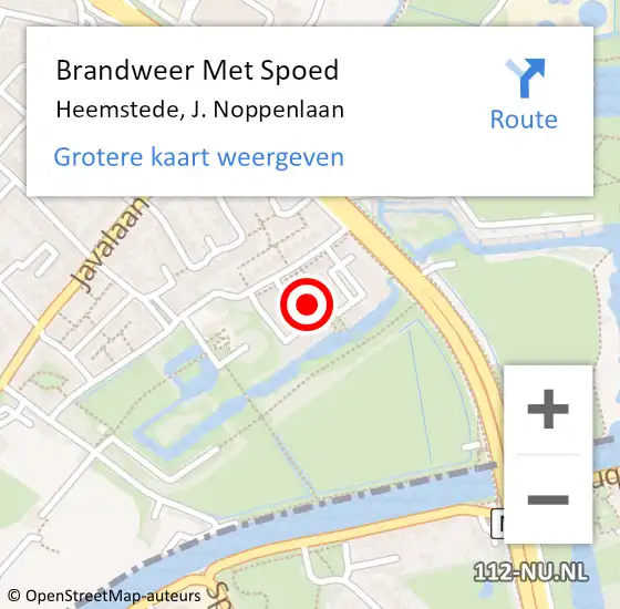 Locatie op kaart van de 112 melding: Brandweer Met Spoed Naar Heemstede, J. Noppenlaan op 31 oktober 2022 19:39