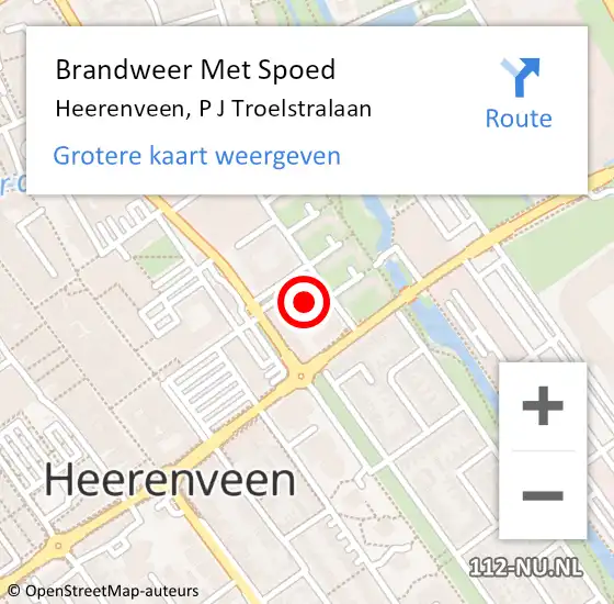 Locatie op kaart van de 112 melding: Brandweer Met Spoed Naar Heerenveen, P J Troelstralaan op 31 oktober 2022 19:47