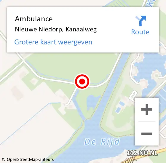 Locatie op kaart van de 112 melding: Ambulance Nieuwe Niedorp, Kanaalweg op 31 oktober 2022 19:50