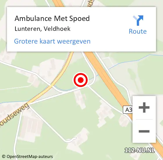 Locatie op kaart van de 112 melding: Ambulance Met Spoed Naar Lunteren, Veldhoek op 31 oktober 2022 19:53