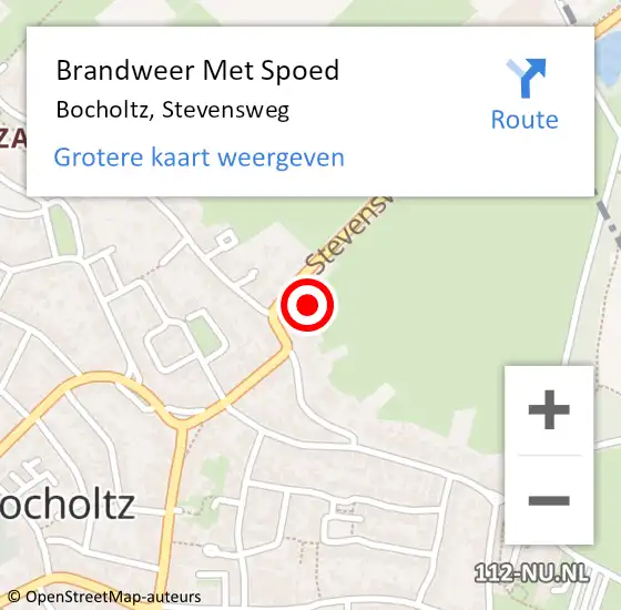 Locatie op kaart van de 112 melding: Brandweer Met Spoed Naar Bocholtz, Stevensweg op 31 oktober 2022 19:57