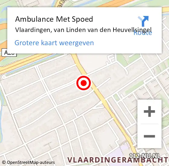 Locatie op kaart van de 112 melding: Ambulance Met Spoed Naar Vlaardingen, van Linden van den Heuvellsingel op 31 oktober 2022 20:02