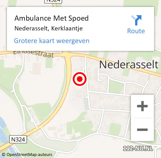 Locatie op kaart van de 112 melding: Ambulance Met Spoed Naar Nederasselt, Kerklaantje op 31 oktober 2022 20:23