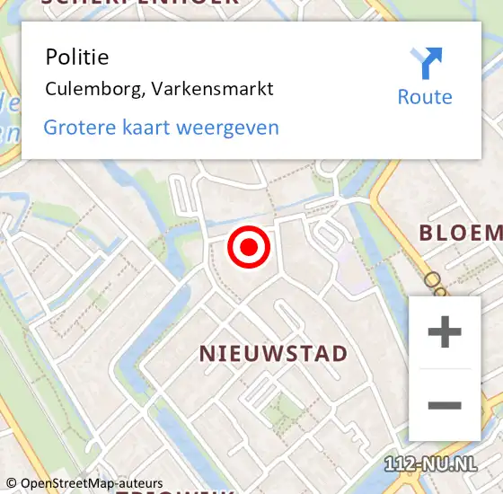 Locatie op kaart van de 112 melding: Politie Culemborg, Varkensmarkt op 31 oktober 2022 20:26