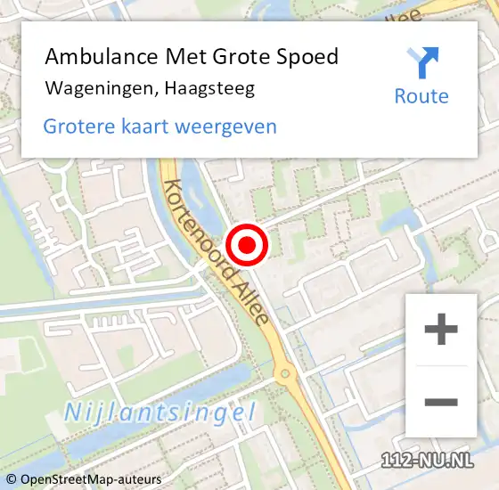 Locatie op kaart van de 112 melding: Ambulance Met Grote Spoed Naar Wageningen, Haagsteeg op 31 oktober 2022 20:41