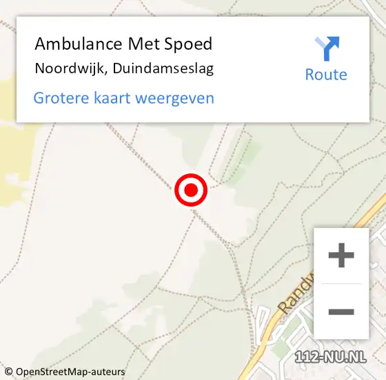 Locatie op kaart van de 112 melding: Ambulance Met Spoed Naar Noordwijk, Duindamseslag op 31 oktober 2022 20:59
