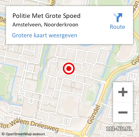 Locatie op kaart van de 112 melding: Politie Met Grote Spoed Naar Amstelveen, Noorderkroon op 31 oktober 2022 21:11