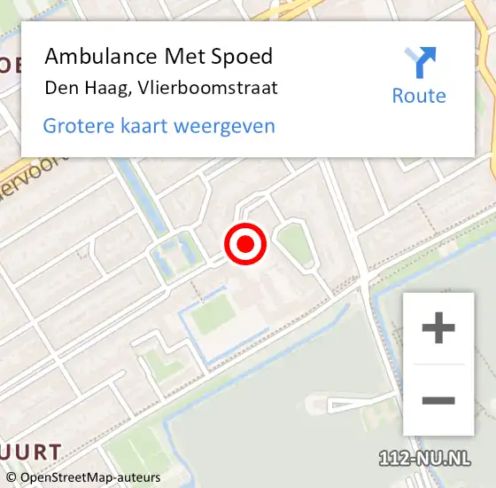 Locatie op kaart van de 112 melding: Ambulance Met Spoed Naar Den Haag, Vlierboomstraat op 31 oktober 2022 21:12
