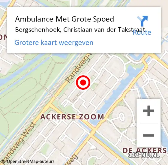 Locatie op kaart van de 112 melding: Ambulance Met Grote Spoed Naar Bergschenhoek, Christiaan van der Takstraat op 31 oktober 2022 21:16