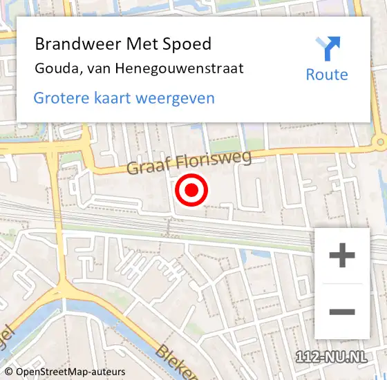 Locatie op kaart van de 112 melding: Brandweer Met Spoed Naar Gouda, van Henegouwenstraat op 31 oktober 2022 21:24