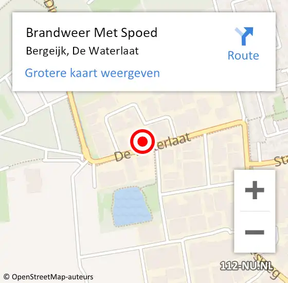 Locatie op kaart van de 112 melding: Brandweer Met Spoed Naar Bergeijk, De Waterlaat op 31 oktober 2022 21:43