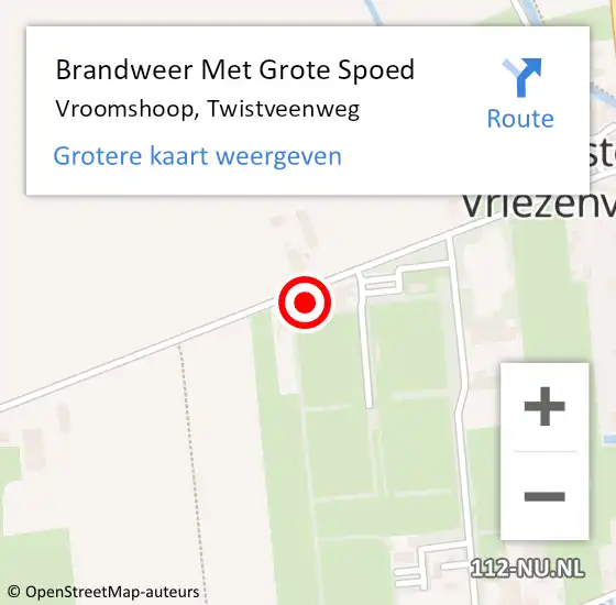 Locatie op kaart van de 112 melding: Brandweer Met Grote Spoed Naar Vroomshoop, Twistveenweg op 31 oktober 2022 21:53