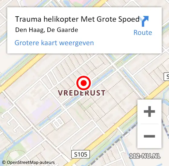 Locatie op kaart van de 112 melding: Trauma helikopter Met Grote Spoed Naar Den Haag, De Gaarde op 31 oktober 2022 22:03