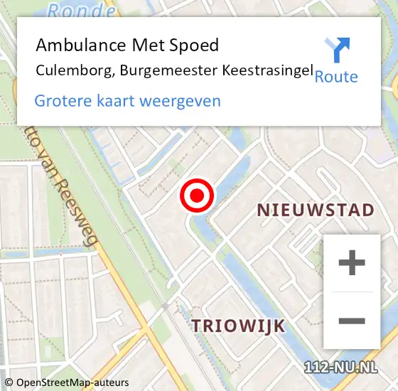 Locatie op kaart van de 112 melding: Ambulance Met Spoed Naar Culemborg, Burgemeester Keestrasingel op 31 oktober 2022 22:47