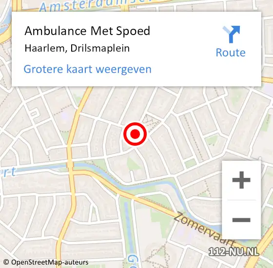 Locatie op kaart van de 112 melding: Ambulance Met Spoed Naar Haarlem, Drilsmaplein op 31 oktober 2022 23:28