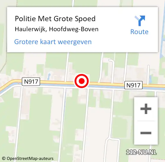 Locatie op kaart van de 112 melding: Politie Met Grote Spoed Naar Haulerwijk, Hoofdweg-Boven op 31 oktober 2022 23:43