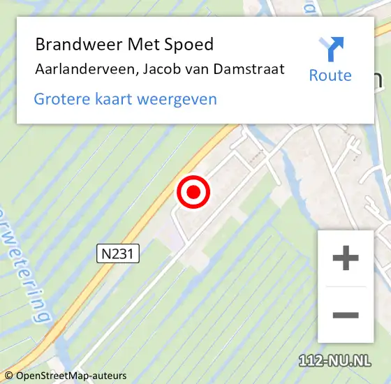 Locatie op kaart van de 112 melding: Brandweer Met Spoed Naar Aarlanderveen, Jacob van Damstraat op 1 november 2022 00:09