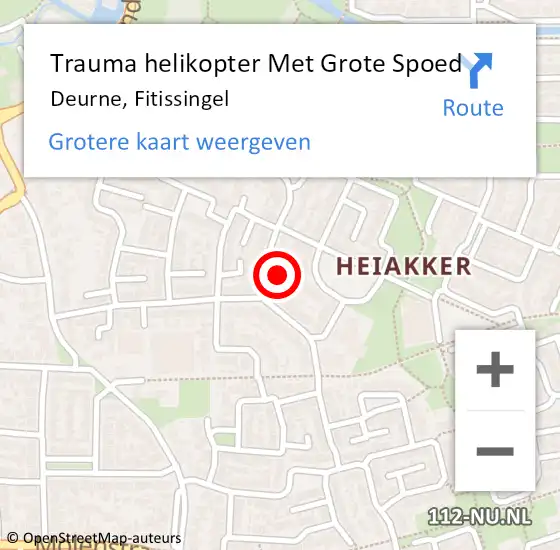 Locatie op kaart van de 112 melding: Trauma helikopter Met Grote Spoed Naar Deurne, Fitissingel op 1 november 2022 00:39